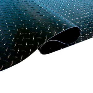 Piso de goma antideslizante en rollo | Tipo diamantado | color negro | 3mm*1*20mts