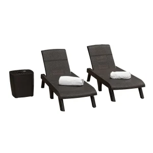 Combo pack Reposeras + mesa de centro | Modelo Capri | con brazos | color café oscuro – MQ