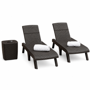 Combo pack Reposeras + mesa de centro | Modelo Capri | con brazos | color café oscuro – MQ