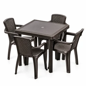 Comedor con 4 puestos | Modelo Infinity | color Café Oscuro - MQ