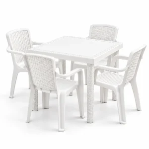 Comedor con 4 puestos | Modelo Infinity | color Blanco - MQ